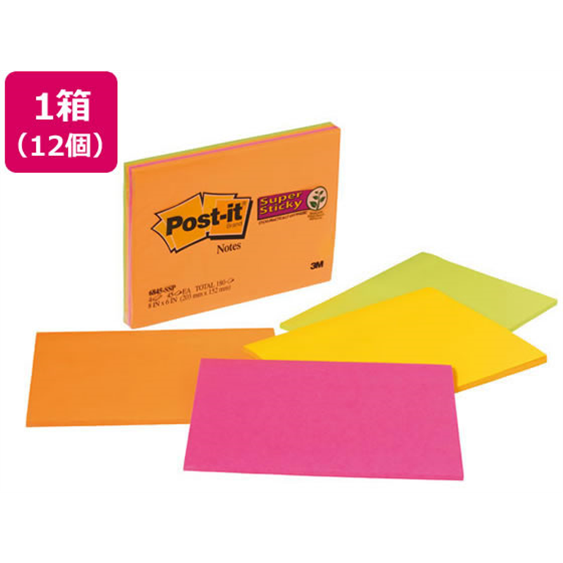 3M ポストイット 強粘着ミーティングノート4冊×12個 6845-SSP 1箱（ご注文単位1箱）【直送品】