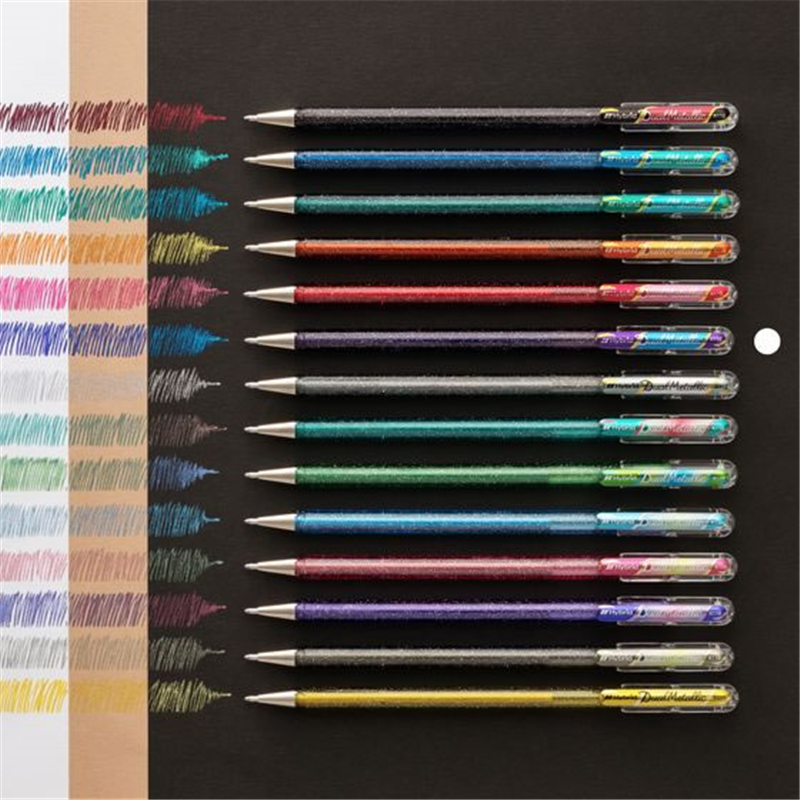 ぺんてる デュアルメタリック 1.0mm バイオレット+メタリックブルー 1本（ご注文単位1本）【直送品】