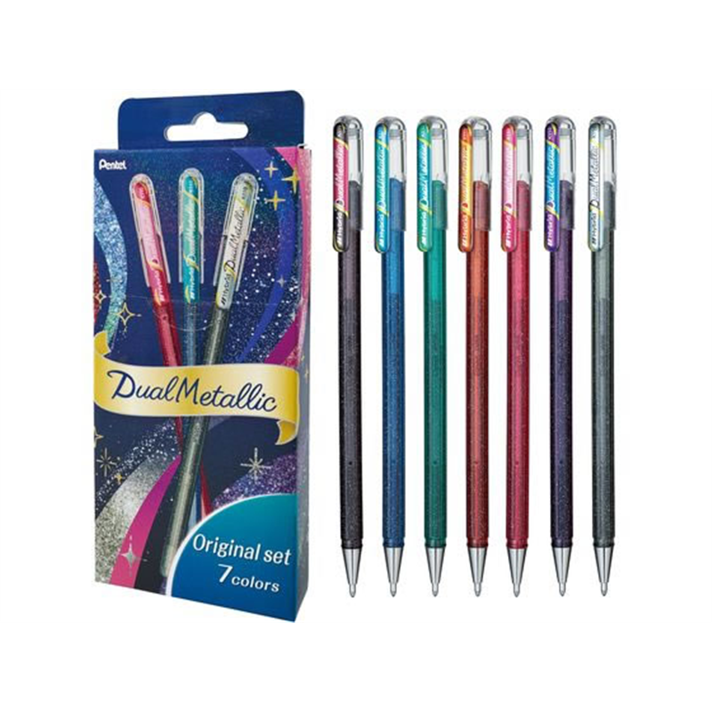 ぺんてる デュアルメタリック 1.0mm セット オリジナル7色 1セット（ご注文単位1セット）【直送品】