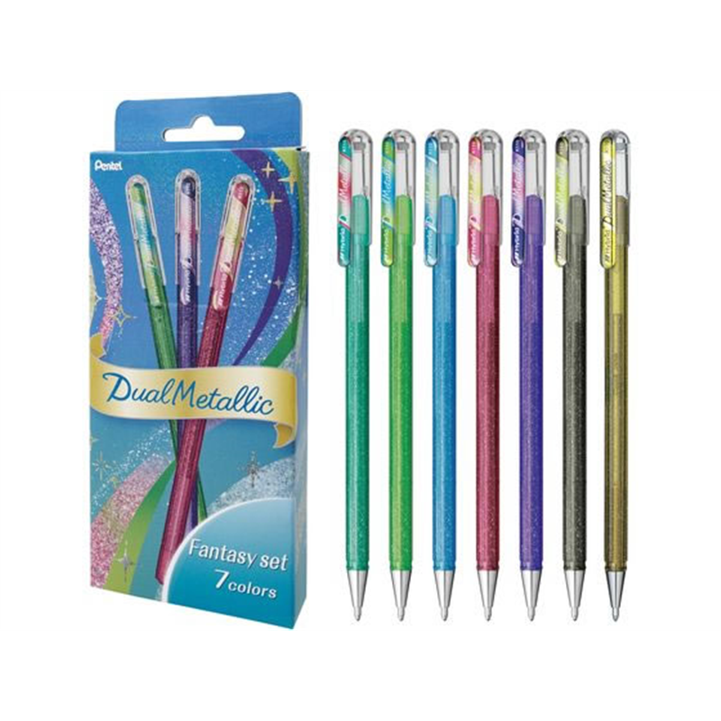 ぺんてる デュアルメタリック 1.0mm セット ファンタジー7色 1セット（ご注文単位1セット）【直送品】