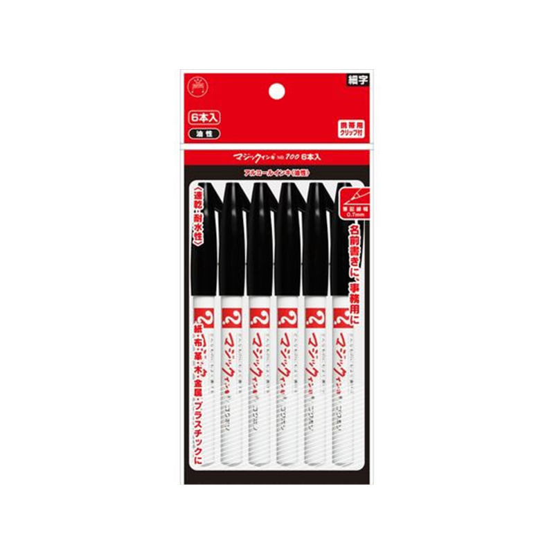 寺西 マジックインキNo.700 極細 6本パック 黒 M700-T1-6P 1パック（ご注文単位1パック）【直送品】
