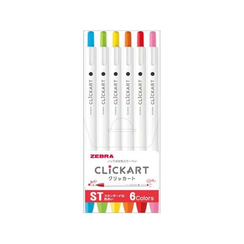 ゼブラ クリッカート 6色セット スタンダードカラー WYSS22-BC-6CST 1セット（ご注文単位1セット）【直送品】