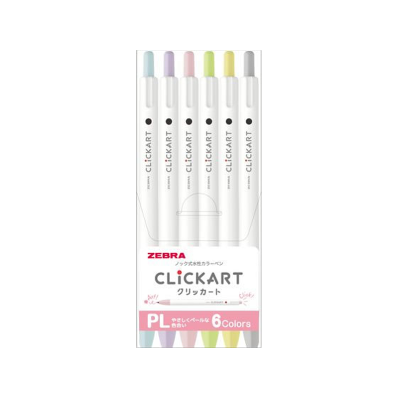 ゼブラ クリッカート 6色セット ペールカラー WYSS22-BC-6CPL 1セット（ご注文単位1セット）【直送品】