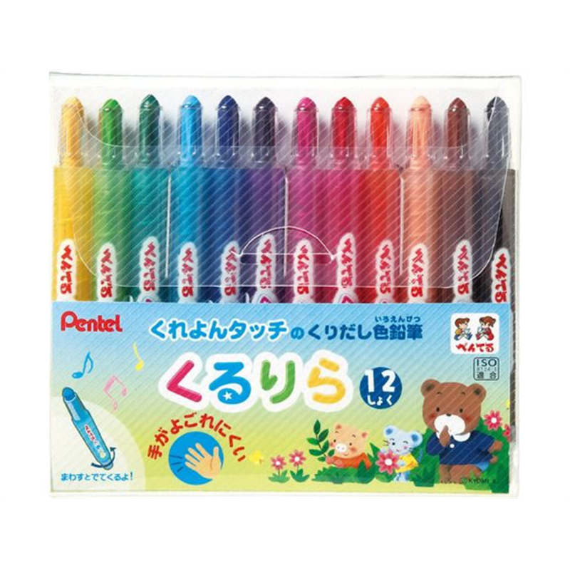 ぺんてる くりだし色鉛筆 くるりら セット 12色 GTW-12 1セット（ご注文単位1セット）【直送品】