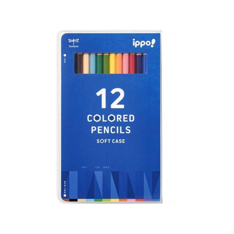 トンボ鉛筆 ippo!ソフトケース入色鉛筆12色 ネイビー CY-KA0112C 1セット（ご注文単位1セット）【直送品】