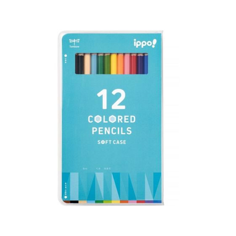 トンボ鉛筆 ippo!ソフトケース入色鉛筆12色ライトブルー CY-KC0112C 1セット（ご注文単位1セット）【直送品】