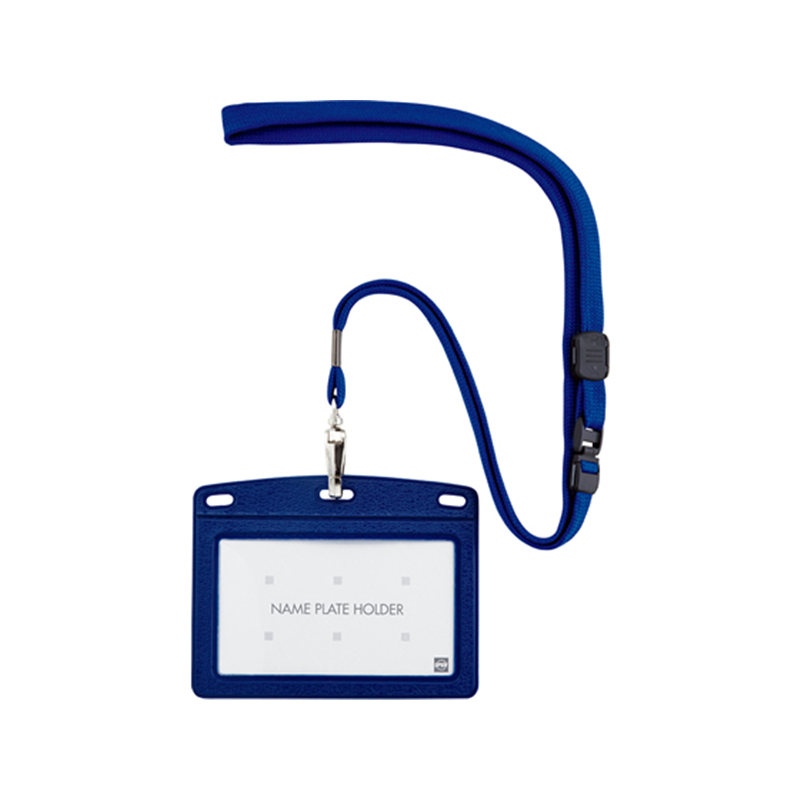 オープン工業 吊り下げ名札 レザー調 ヨコ名刺 青 1個（ご注文単位1個）【直送品】