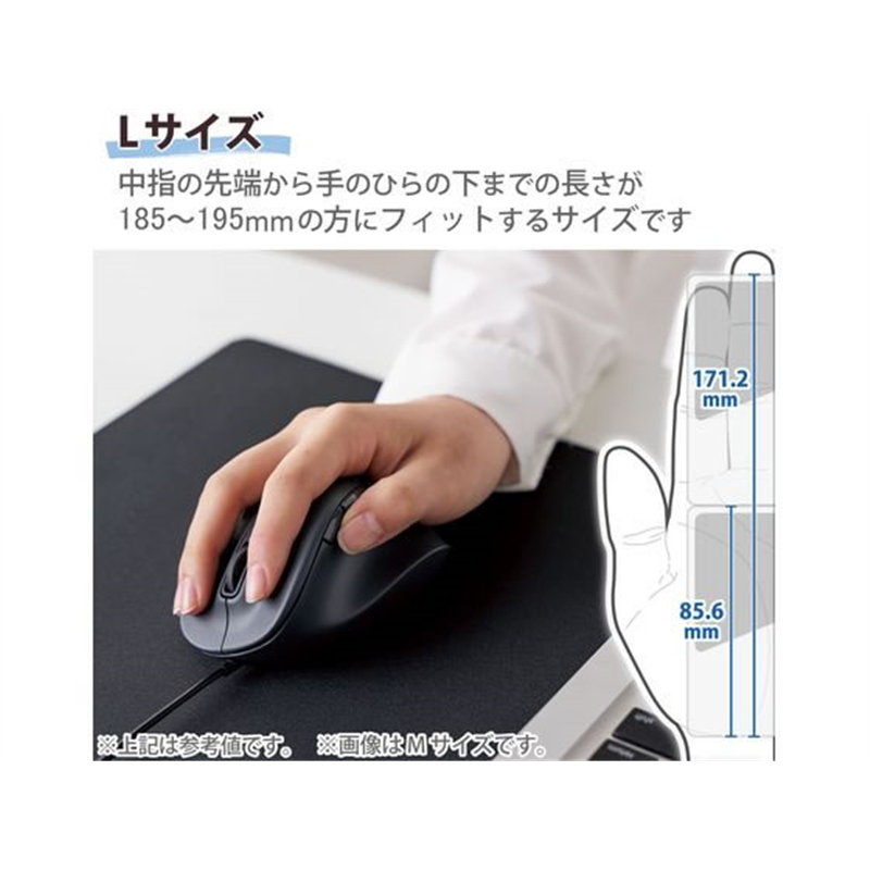 エレコム 有線マウス EX-G 5ボタン Lサイズ ブラック 1個(ご注文単位1個)【直送品】