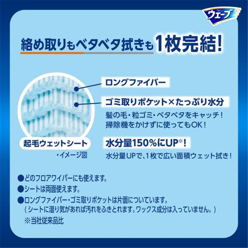 ユニ・チャーム ウェーブ 1枚完結 フロア用起毛ウェットシート 24枚 1パック（ご注文単位1パック）【直送品】