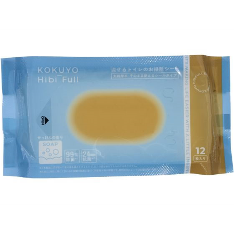 コクヨ Hibifull 流せるトイレのお掃除シート せっけん12枚 2個 1パック（ご注文単位1パック）【直送品】