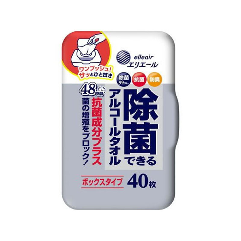大王製紙 エリエール除菌できるアルコールタオル抗菌成分プラスボックス 1個（ご注文単位1個）【直送品】