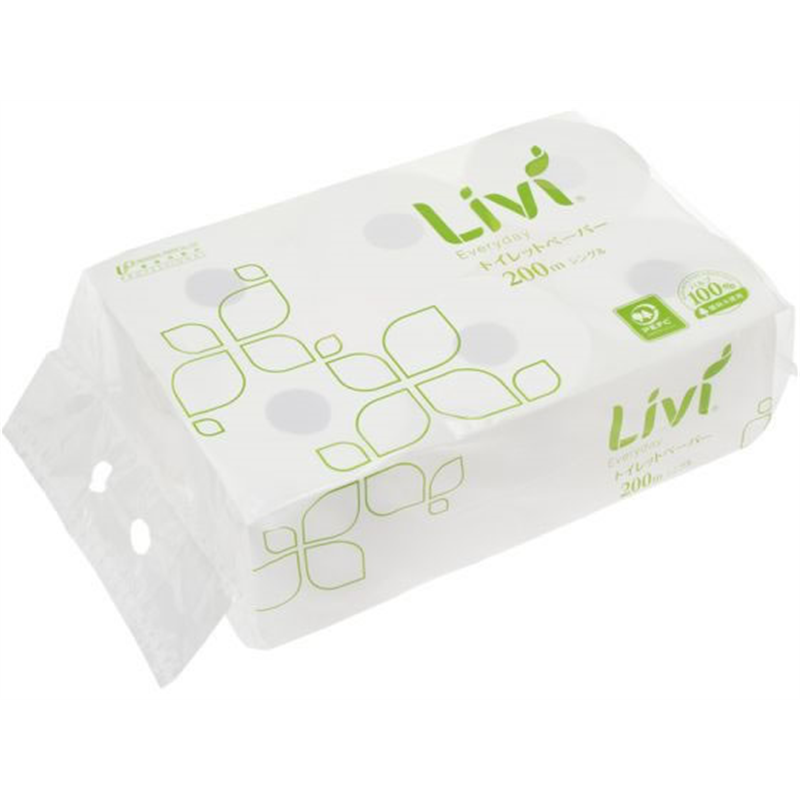 ユニバーサルペーパー リビィトイレットペーパー シングル 200m 6ロール 1パック（ご注文単位1パック）【直送品】