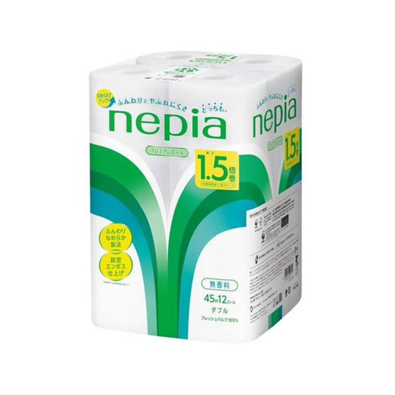 ネピア トイレットロール 1.5倍 12ロール ダブル 45m 1パック（ご注文単位1パック）【直送品】