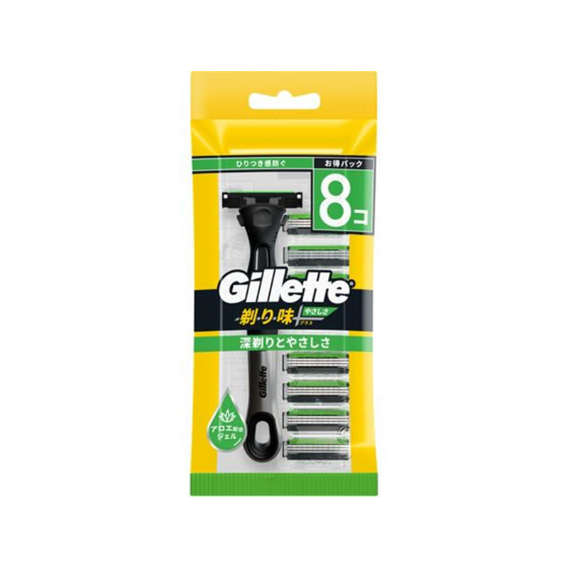 P&G ジレット剃り味プラス やさしさ 本体+替刃8個付 1個（ご注文単位1個）【直送品】