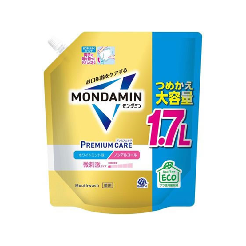 アース製薬 モンダミン プレミアムケア ホワイトミント 詰替 1700mL 1個（ご注文単位1個）【直送品】