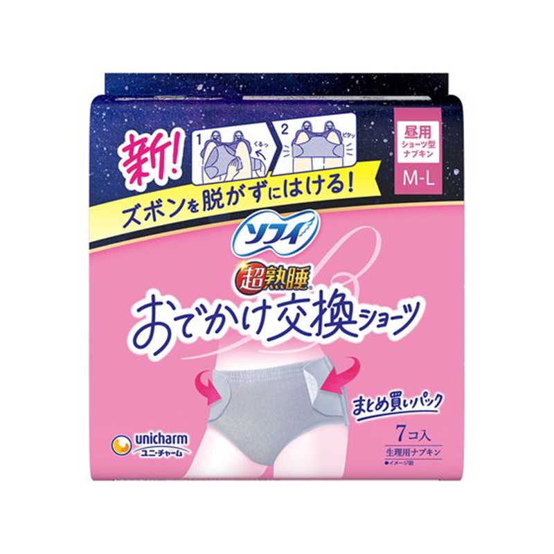 ユニ・チャーム ソフィ 超熟睡 おでかけ交換ショーツ 昼用 ML 7枚 1パック（ご注文単位1パック）【直送品】