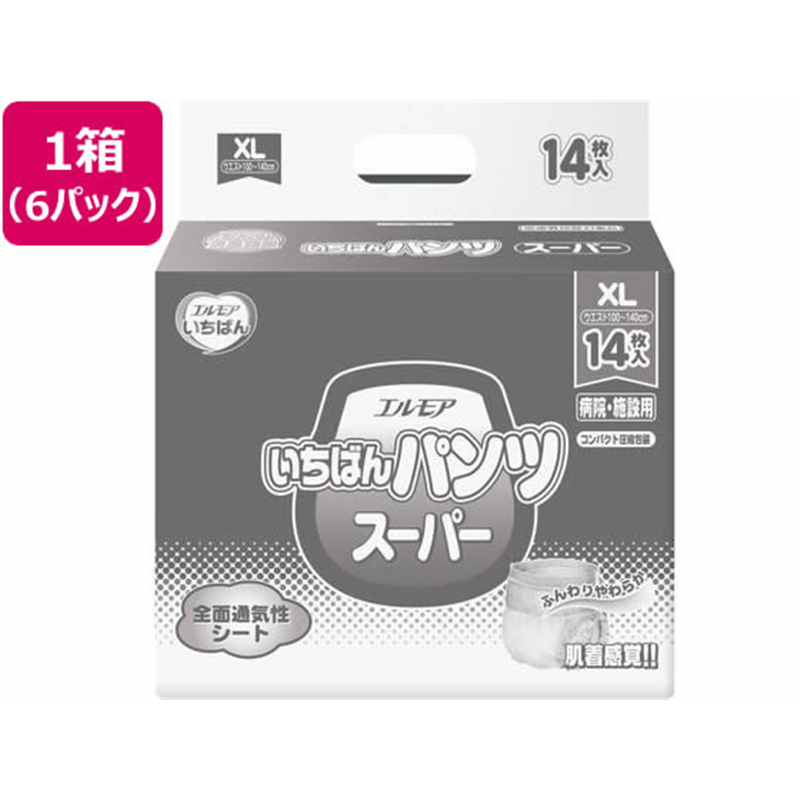 カミ商事 エルモア いちばんパンツスーパー XL 14枚×6パック 1箱（ご注文単位1箱）【直送品】