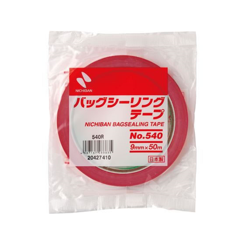 ニチバン バッグシーリングテープ 9mm×50m 赤 540R 1巻（ご注文単位1巻）【直送品】