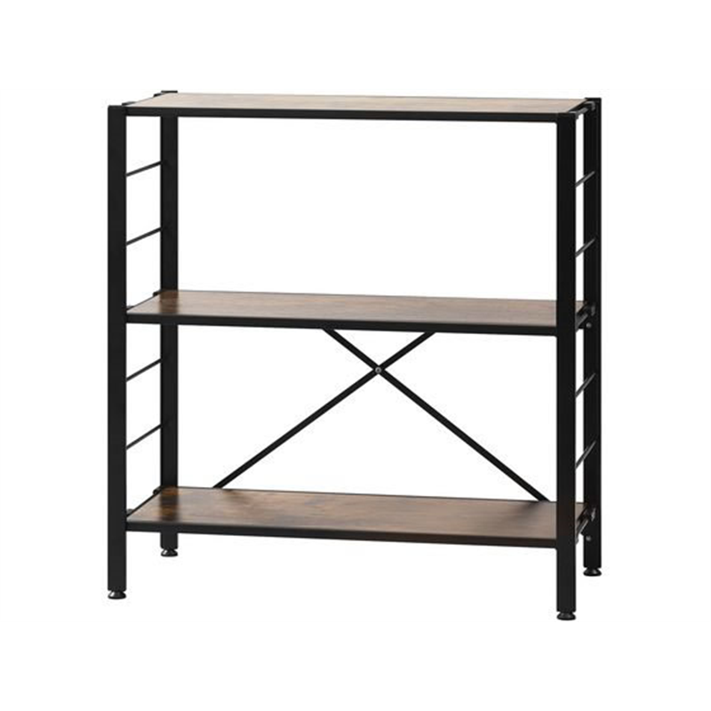 アイリスオーヤマ 組立簡単 連結スチールラック 3段 ブラウン KRSR-3 1台（ご注文単位1台）【直送品】