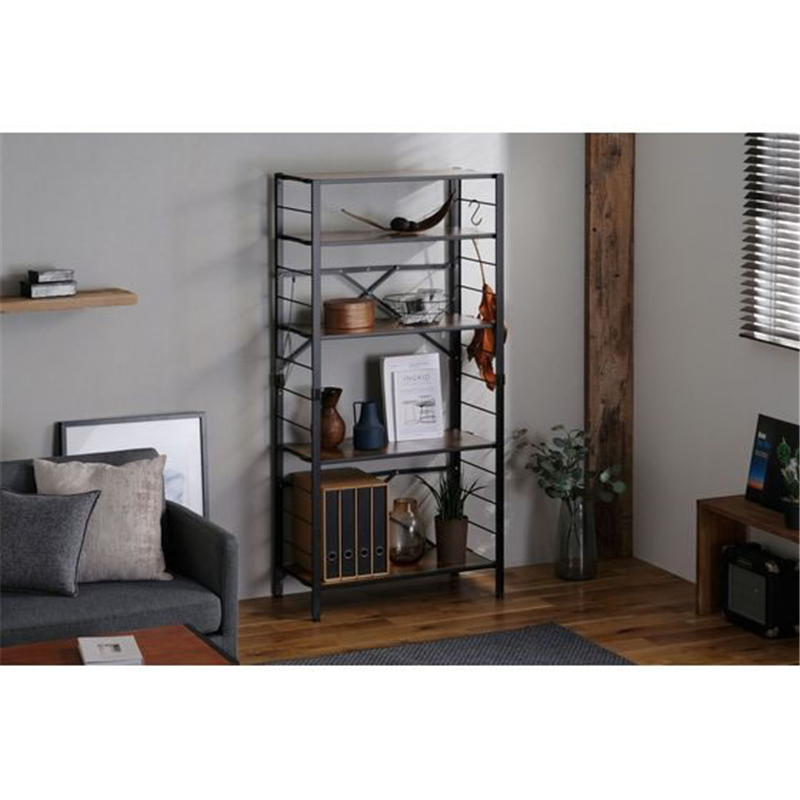 アイリスオーヤマ 組立簡単 連結スチールラック 5段 ブラウン KRSR-5 1台（ご注文単位1台）【直送品】