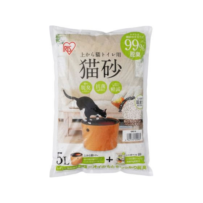 アイリスオーヤマ 上から猫トイレ用猫砂 5L UNS-5L 1袋（ご注文単位1袋）【直送品】