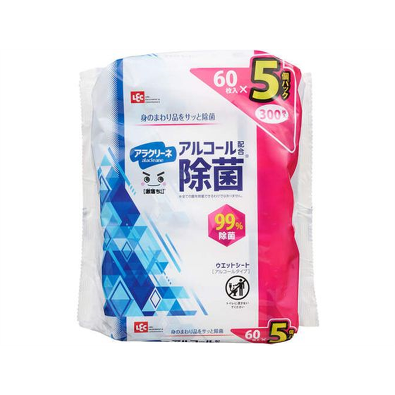 LEC アラクリーネ アルコール除菌シート60枚5P C00883 1パック（ご注文単位1パック）【直送品】