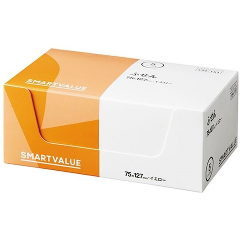 スマートバリュー ふせん75×127mm黄 100枚*5冊 P515J-Y-5 1箱（ご注文単位1箱）【直送品】