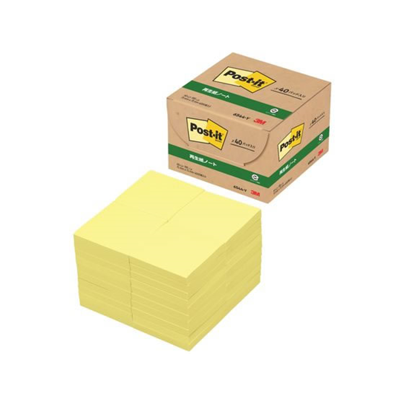 3M ポスト・イット ノート 業務用 イエロー 100枚×40パッド 6544-Y 1箱（ご注文単位1箱）【直送品】