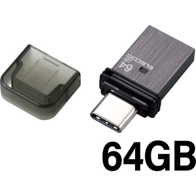 エレコム USBメモリ 64GB Type-C USB-A キャップ MF-CAU32064GBK 1個（ご注文単位1個）【直送品】