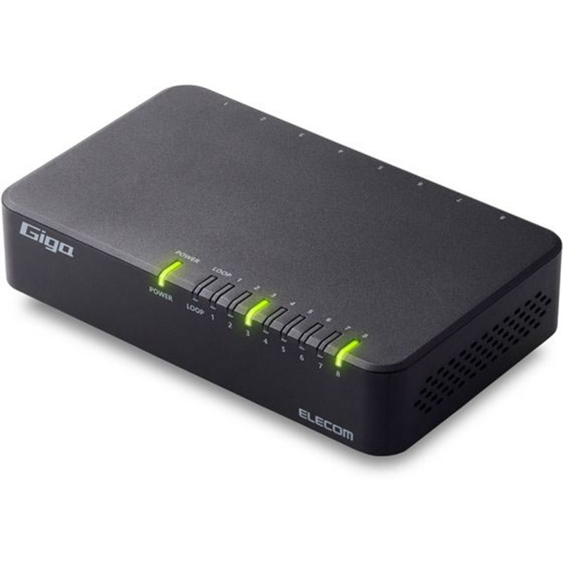 エレコム スイッチングハブ 8ポートGiga 磁石 ブラック EHC-G08PA4-JB 1個（ご注文単位1個）【直送品】