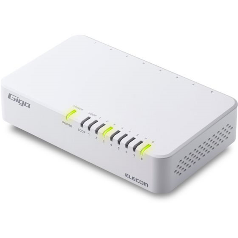 エレコム スイッチングハブ 8ポート Giga対応 ホワイト EHC-G08PA4-W 1個（ご注文単位1個）【直送品】