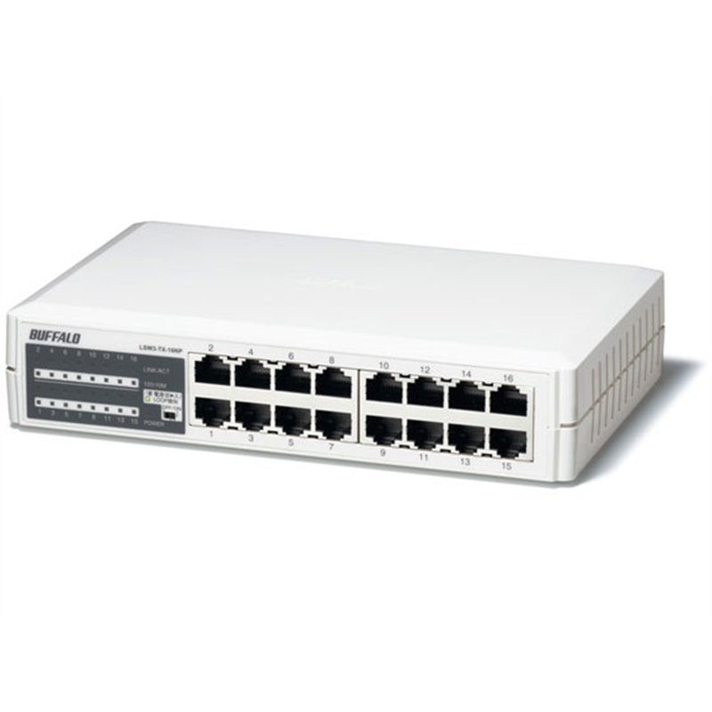 バッファロー スイッチングハブ 電源内蔵 16ポート LSW3-TX-16NP 1台（ご注文単位1台）【直送品】