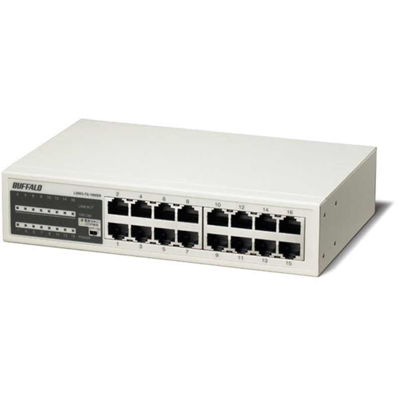 バッファロー スイッチングハブ 電源内蔵 16ポート LSW3-TX-16NSR 1台（ご注文単位1台）【直送品】