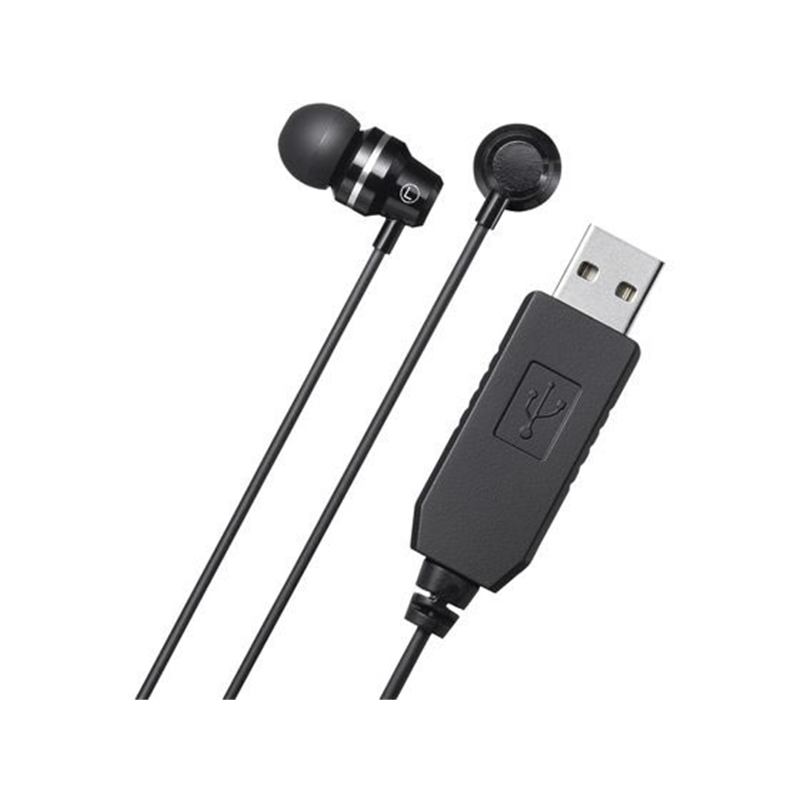 サンワサプライ USBイヤホンマイク MM-HSU21BK 1個（ご注文単位1個）【直送品】