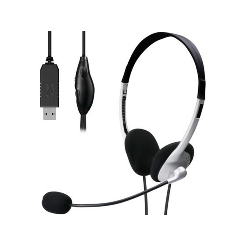 エレコム 有線ヘッドセット USB接続 両耳 シルバー HS-FBE01USV 1個（ご注文単位1個）【直送品】