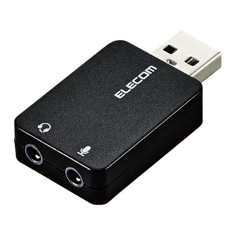 エレコム オーディオ変換アダプタ USB-φ3.5mm USB-AADC01BK 1個（ご注文単位1個）【直送品】