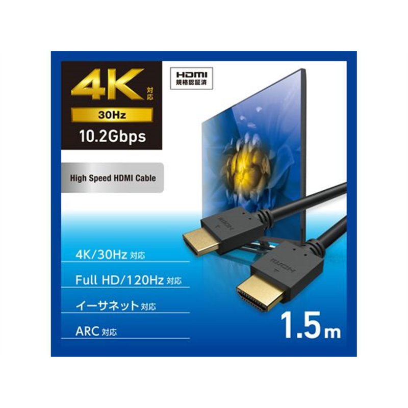 エレコム HDMI ケーブル ハイスピード 1.5m ブラック DH-HD14E15BK2 1個(ご注文単位1個)【直送品】