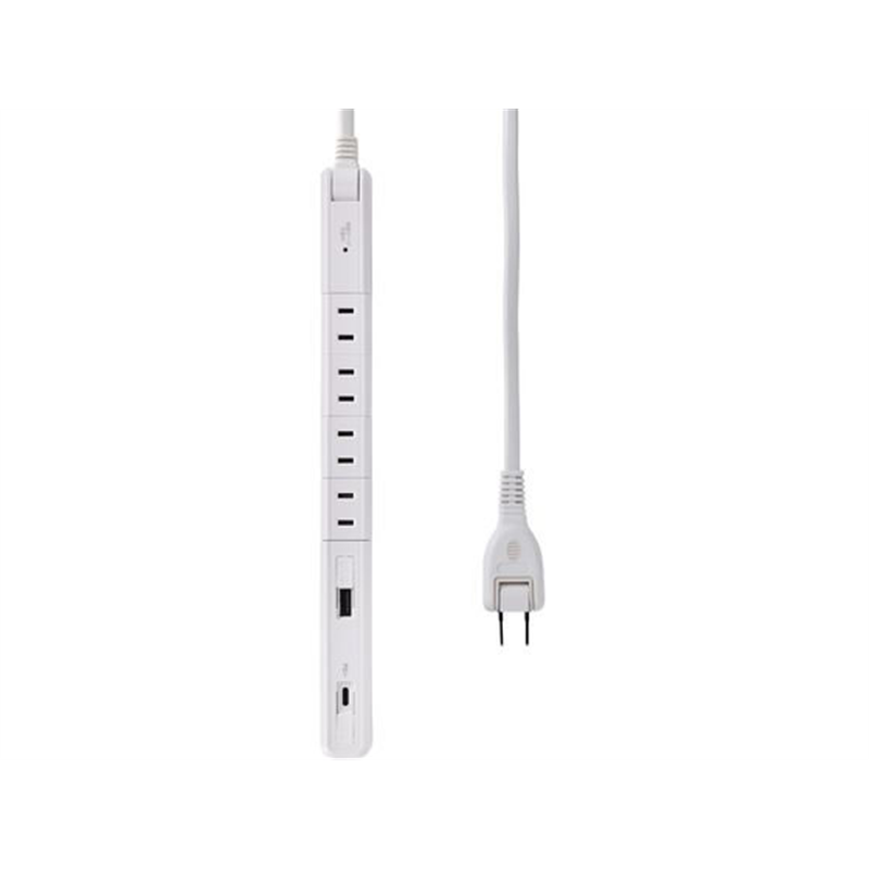 朝日電器 耐雷スリム回転USBタップ4コ口2m USBAC PD対応 白 1個（ご注文単位1個）【直送品】