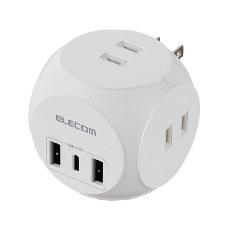 エレコム 電源タップ 直挿し 球体型 ホワイト MOT-U14-33WH 1個（ご注文単位1個）【直送品】
