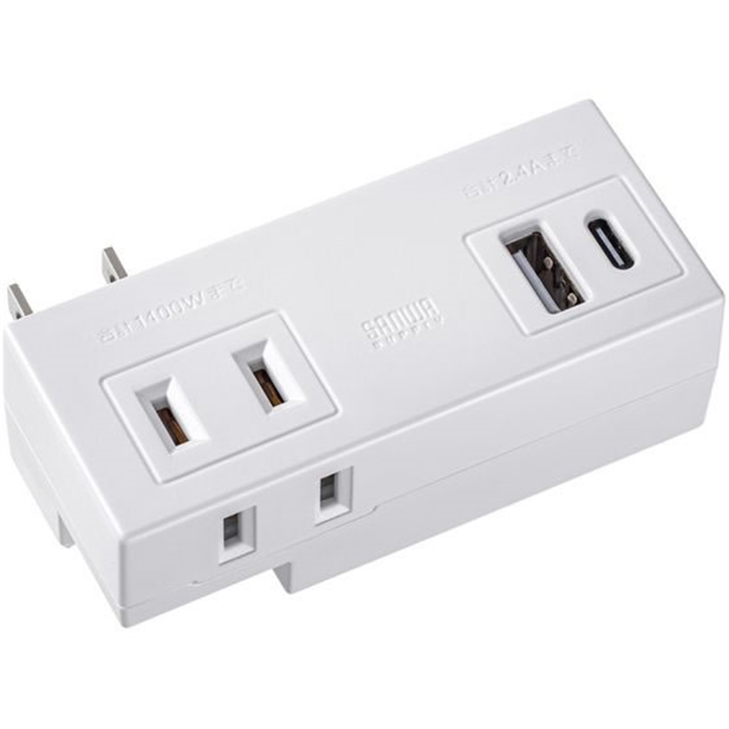 サンワサプライ モバイルタップ (AC×2個口+USB-A×1+Type-C×1) 1個（ご注文単位1個）【直送品】