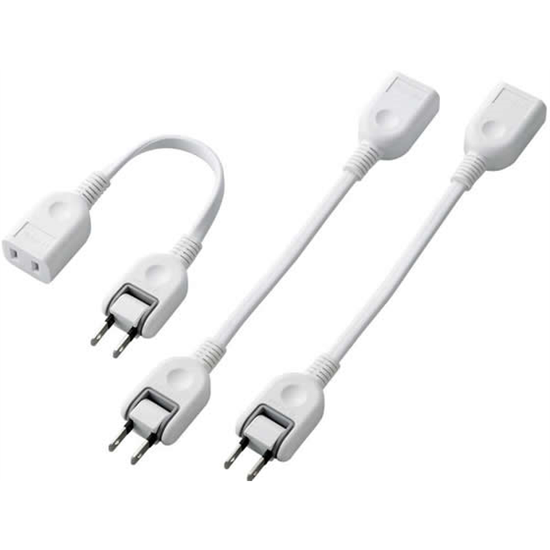 エレコム ACアダプタ用電源延長コード 2P1個口 0.1m ホワイト 3個 1個（ご注文単位1個）【直送品】