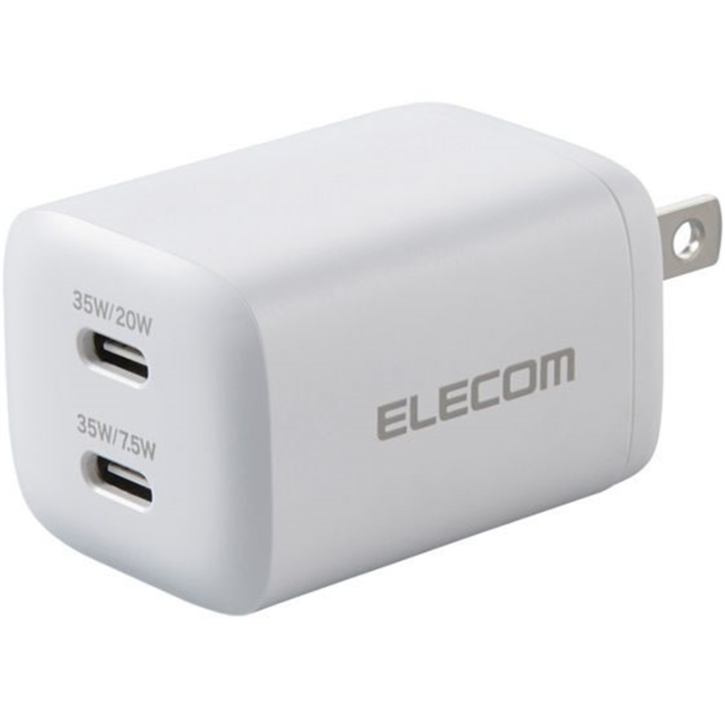 エレコム AC充電器 PD 35W TypeC×2 ホワイト MPA-ACCP9335WH 1個（ご注文単位1個）【直送品】
