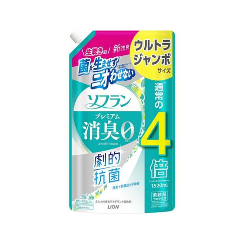 ライオン ソフラン プレミアム消臭 フレッシュグリーンアロマ 詰替 1520mL*6個 1箱（ご注文単位1箱）【直送品】
