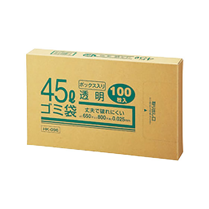 クラフトマン 業務用 ゴミ袋 透明 箱入 45L 100枚 HK-096 1箱（ご注文単位1箱）【直送品】