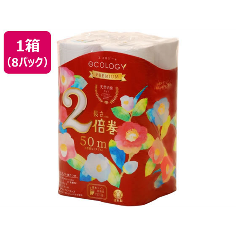 特種東海 トイレットペーパー エコロジー2倍巻きプレミアム W 12R×8P 1箱（ご注文単位1箱）【直送品】
