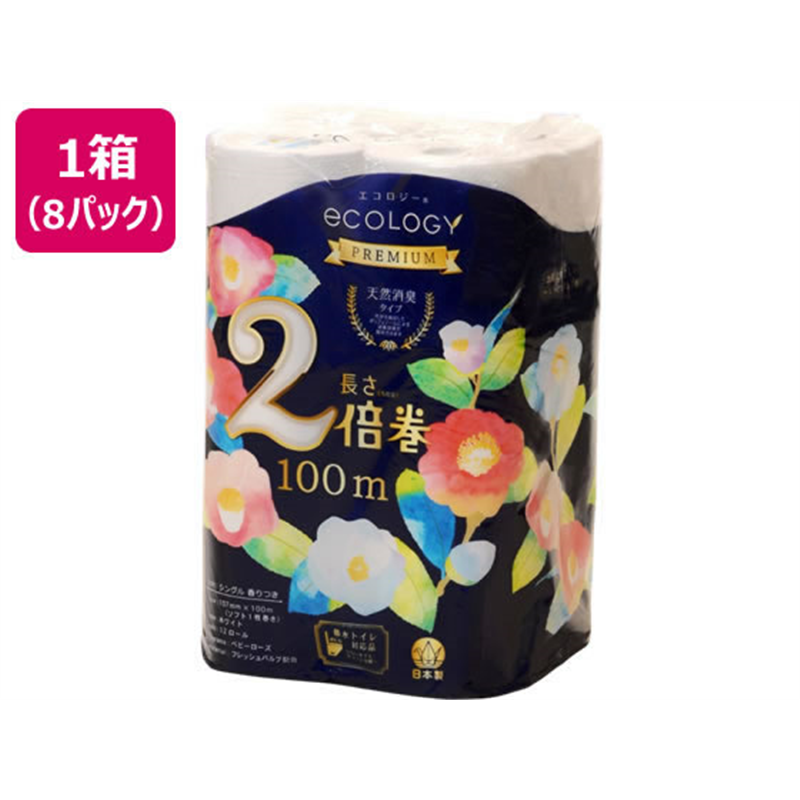 特種東海 トイレットペーパー エコロジー2倍巻きプレミアム S 12R×8P 1箱（ご注文単位1箱）【直送品】