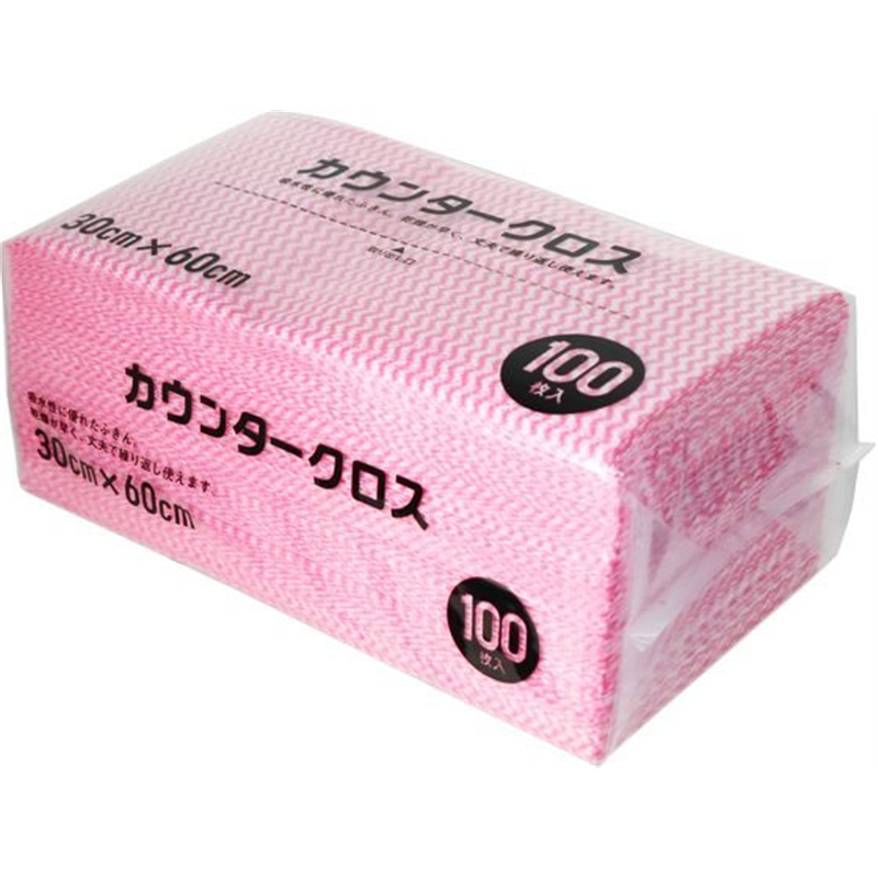 大和物産 カウンタークロス 60×30cm 100枚入 ピンク 1袋（ご注文単位1袋）【直送品】