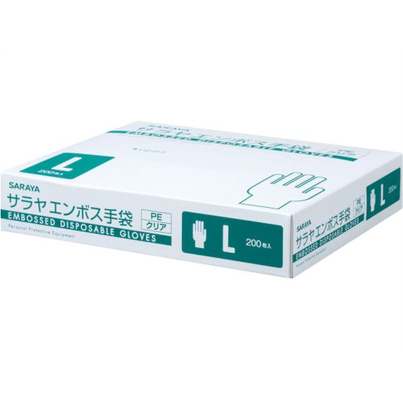 サラヤ エンボス手袋 PEクリア200枚入 L 51185 1個（ご注文単位1個）【直送品】