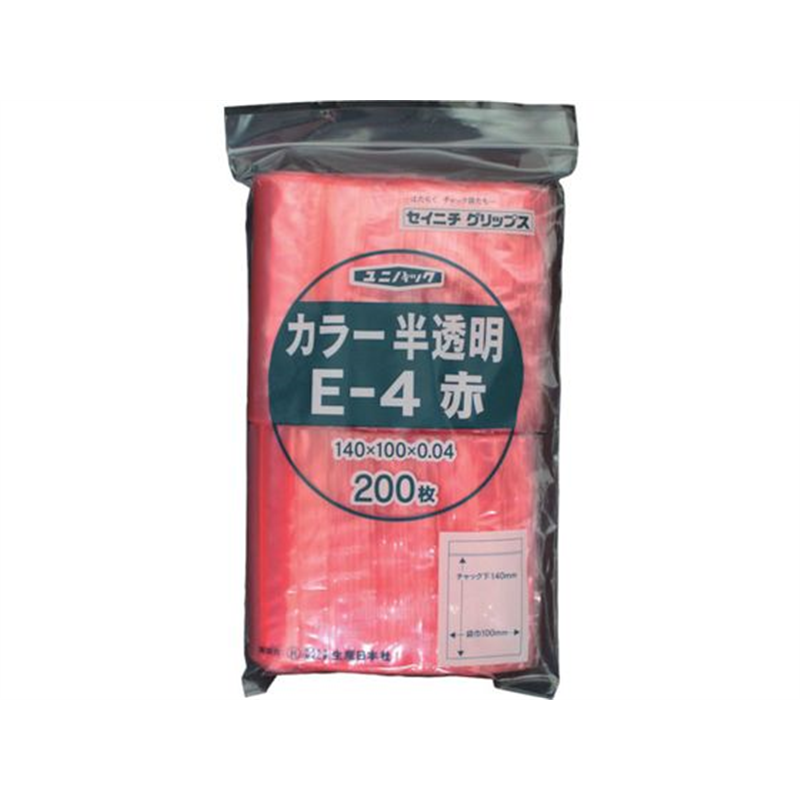 セイニチ 「ユニパック」 E-4 赤 140×100×0.04 200枚入 E-4-CR 1袋（ご注文単位1袋）【直送品】