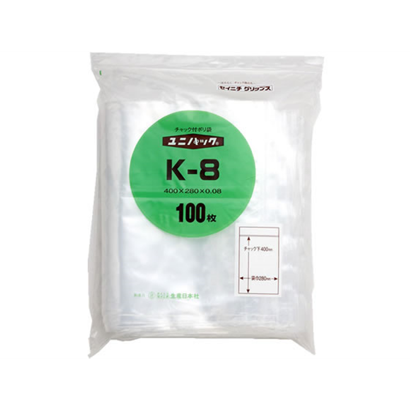 セイニチ ユニパック(R) 厚口 400×280×0.08mm 100枚入 K-8 1パック（ご注文単位1パック）【直送品】